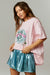 Fantastic Fawn Disco Fever Top - Baby Pink, short sleeves, disco sequin patch, oversized, Lets Go Girls
