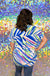 Entro Maya Top - Royal Blue, v-neck, short sleeve, print, abstract, stripes, linen