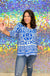 Entro On My Way Top - Blue, print, wear to work, v-neck, 3/4 sleeves