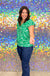 Skies Are Blue Fresh and Fierce Top - Green, plus size, print, floral, button, short sleeve, v-neck