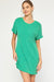 Entro Funday Dress Kelly Green, short sleeve, mini, ribbed, front pocket, plus size