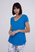 Longline Deep V-Neck Pocket Shirt - Turquoise