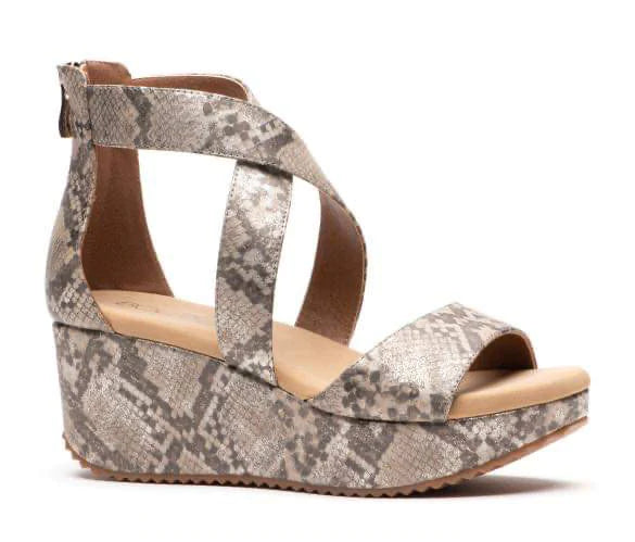 Corky's Fay Taupe Snakeskin Wedge