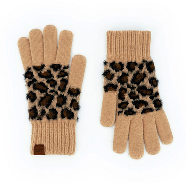 Britt's Knits Snow Leopard Gloves - Tan