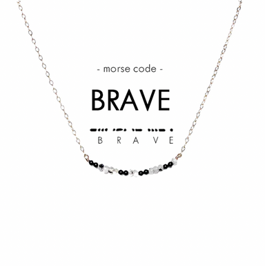 Ethic Goods Morse Code Dainty Stone Necklace - Brave
