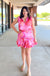 Adrienne Palms Up Dress - Palm Beach, tiered, mini, short ruffle sleeves, tie front, cinched waist