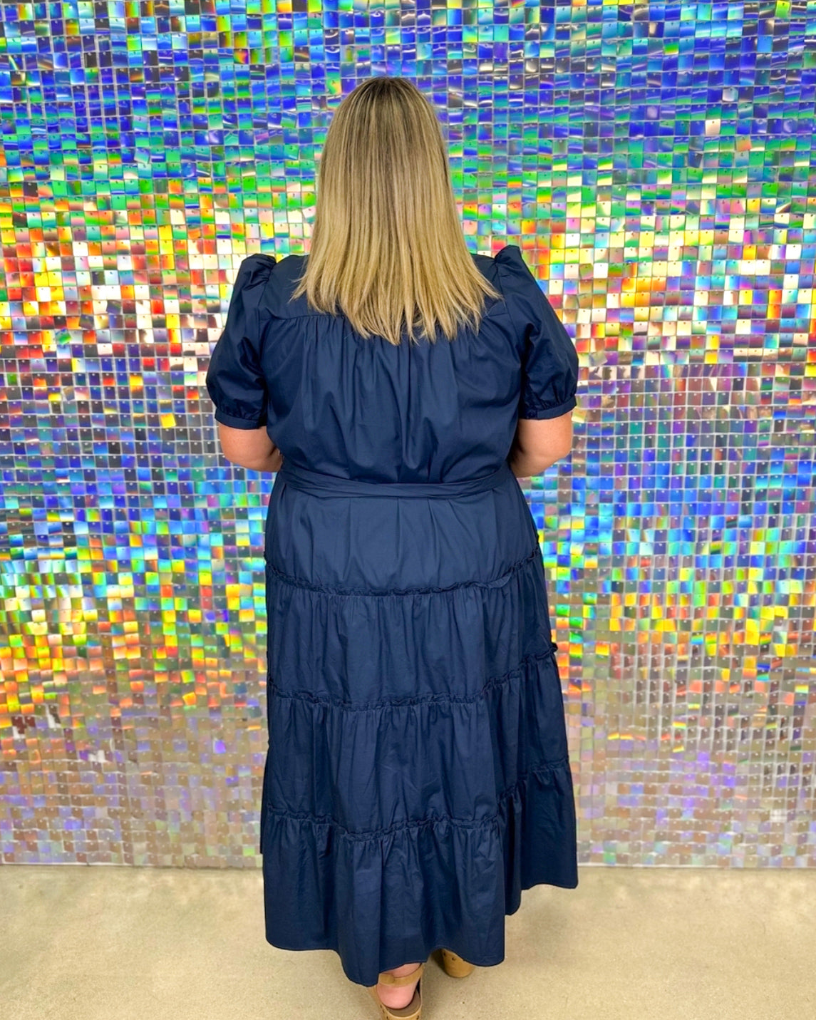 FINAL SALE-Blate Tiered Midi Dress - Navy- FINAL SALE