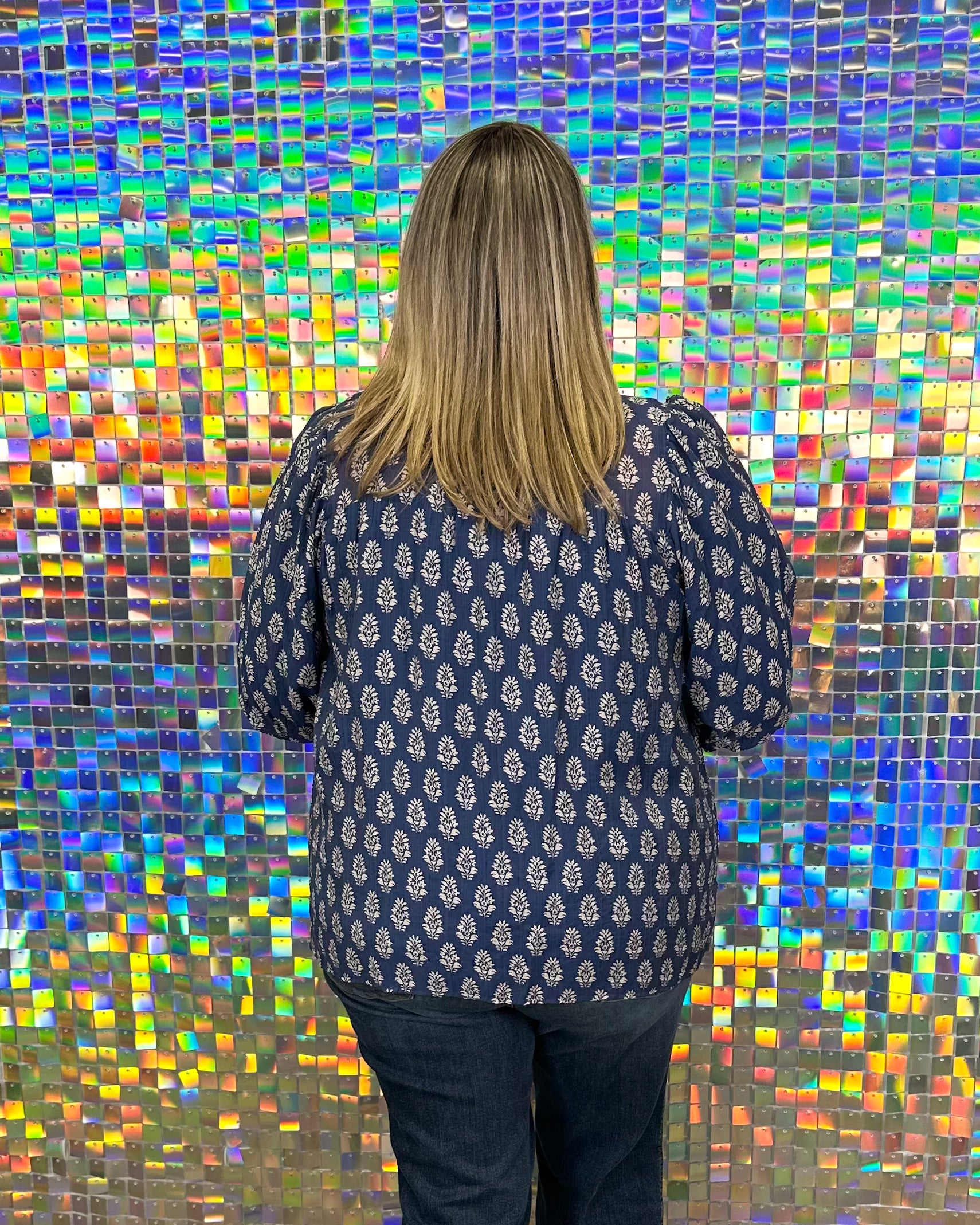 Rhodes Top - Blue/Cream