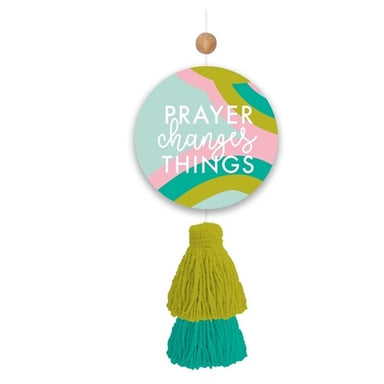 Mary Square Car Air Freshener - Prayer Changes Things