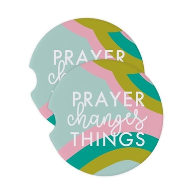Mary Square Car Coaster - Prayer Changes Things