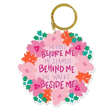 Mary Square Acrylic Keychain - He Goes Before Me