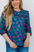 Michelle McDowell Carter Top - Fancy Like Navy, plus, round neck, ruffle, long sleeve, floral, print, pintuck