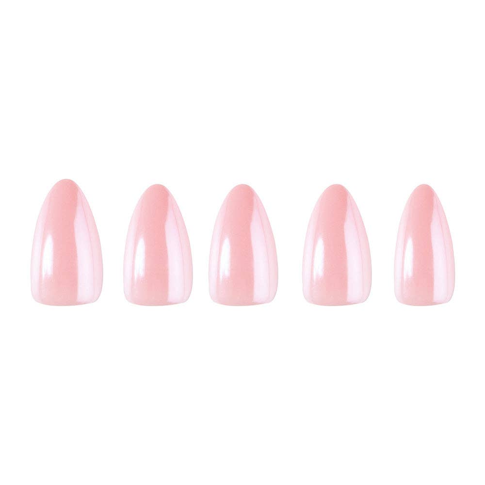 Glamnetic First Kiss Press-On Nails | Pink Chrome Finish | Short Almond