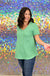 Entro Timeless Top - Jade, short rolled cuff sleeve, ribbed, front pocket, plus size