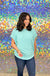 Andree By Unit Trading Places Top - Aqua, plus size, corded, knit, ribbed, short sleeve, dolman