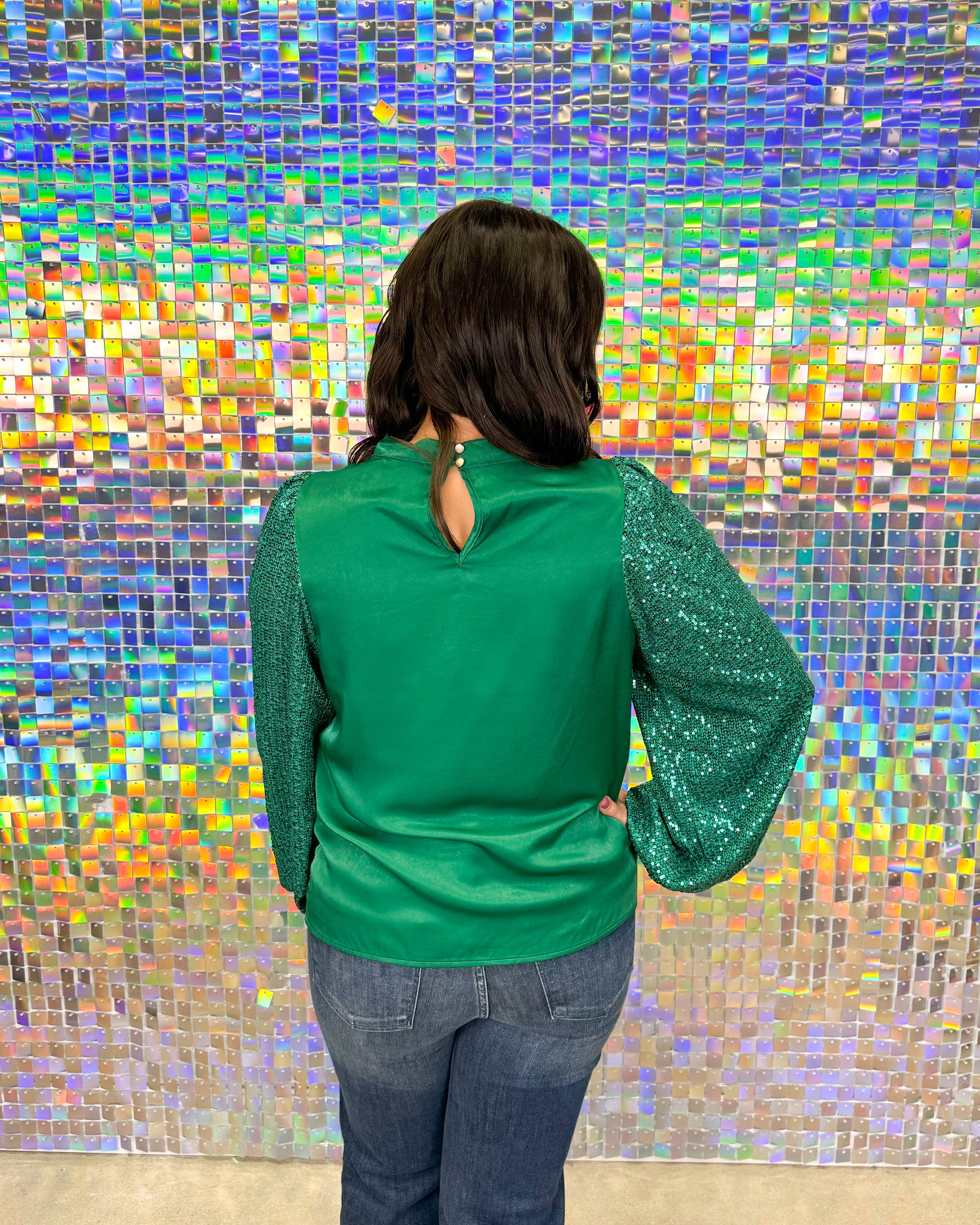 Melanie Top - Green Sequin