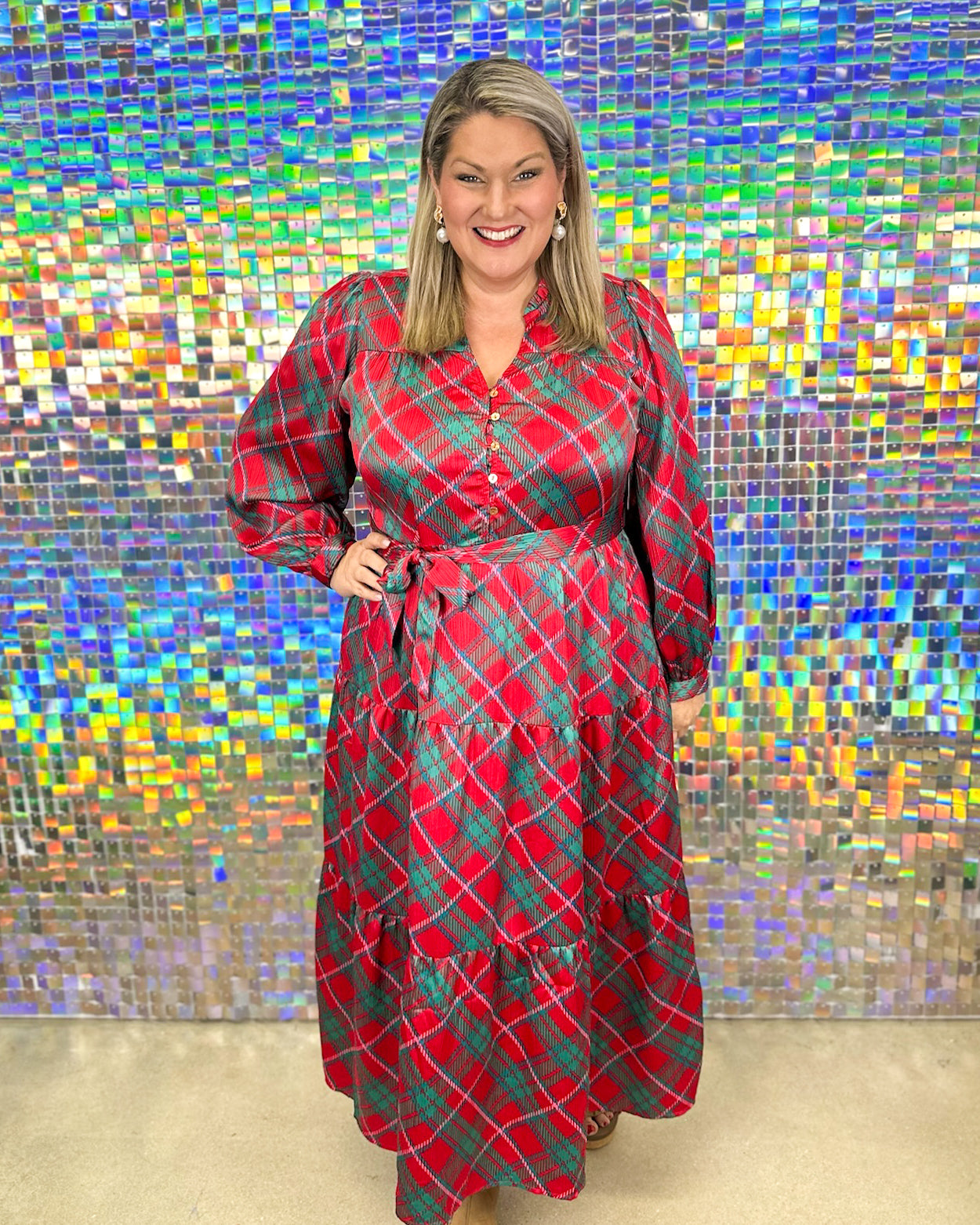 Gracelyn Maxi Dress - Plaid About You Pink