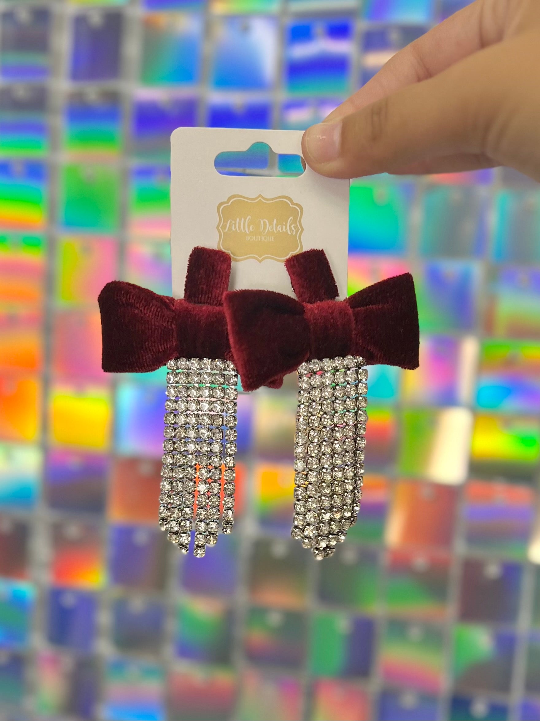 Velvet Bow  Earrings - Red