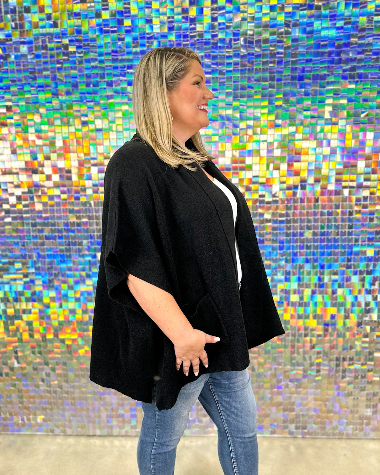 Doris Knit Shawl Cardigan - Black