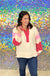 Entro Millie Sweatshirt - Ecru, stripe, preppy, collar, pink, red, plus size