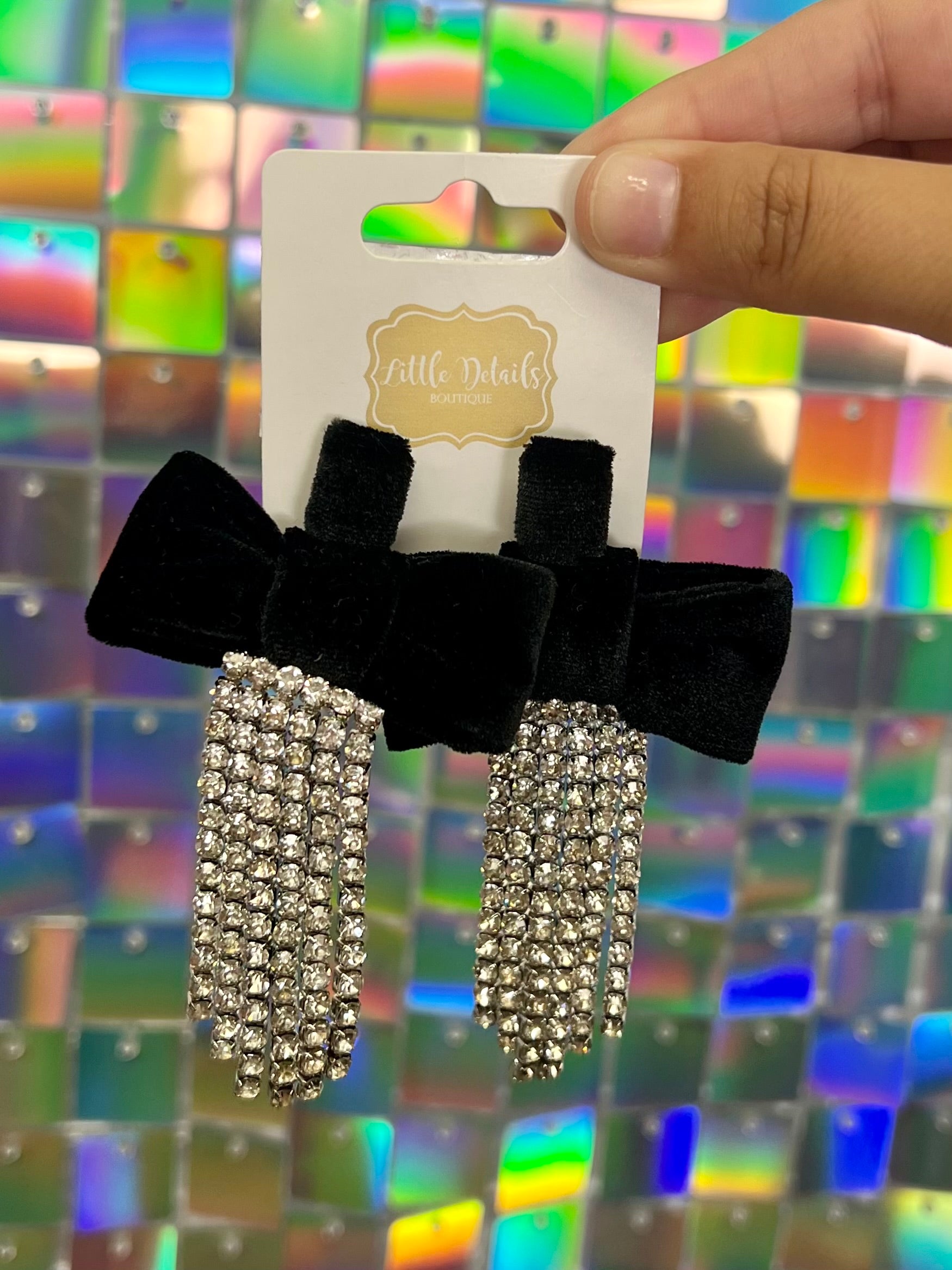 Velvet Bow  Earrings - Black