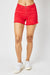 Judy Blue Roberta Garment Dyed Fray Hem Shorts - Red, plus