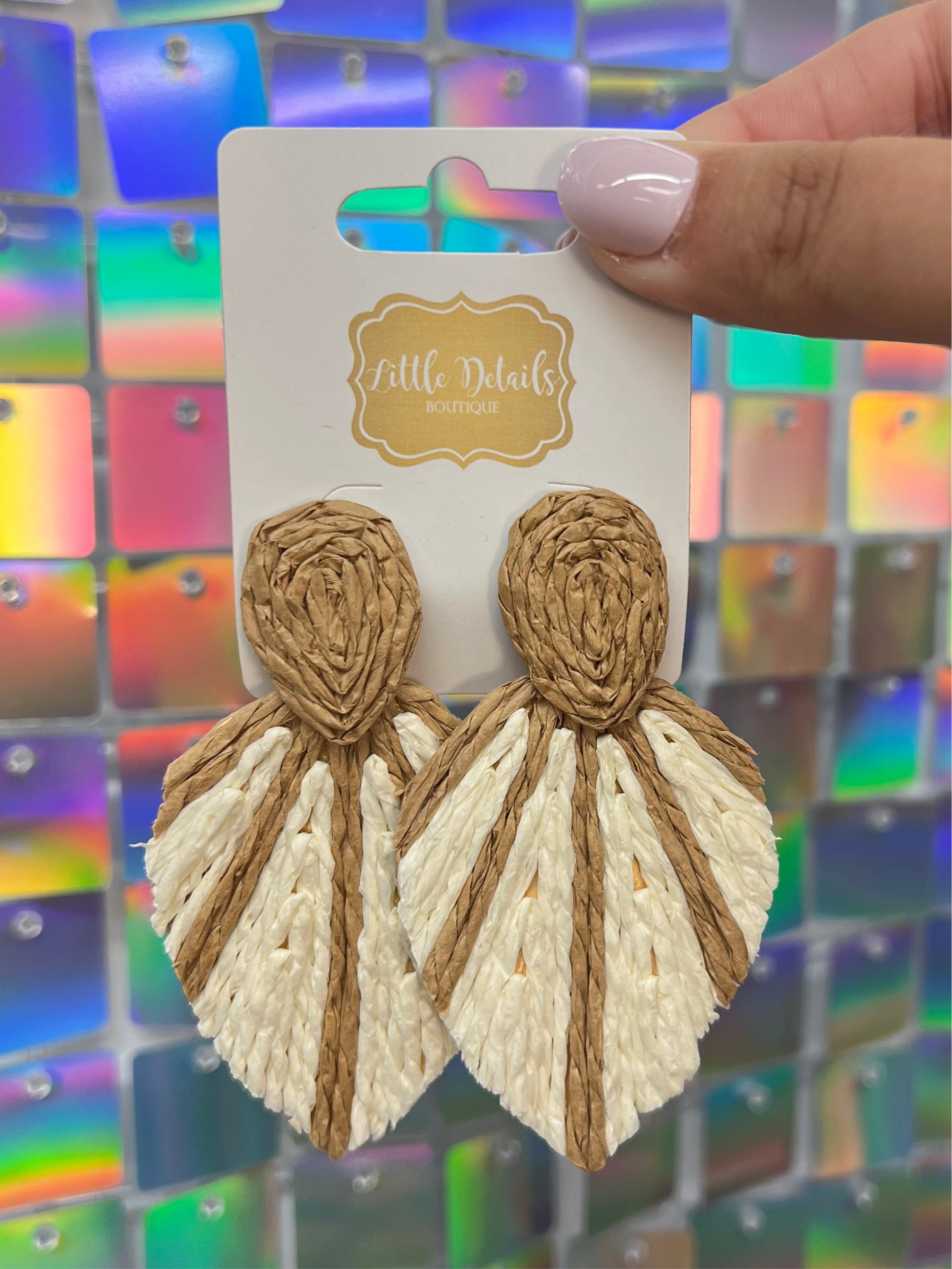 Wrapped Rafia Leaf Earring