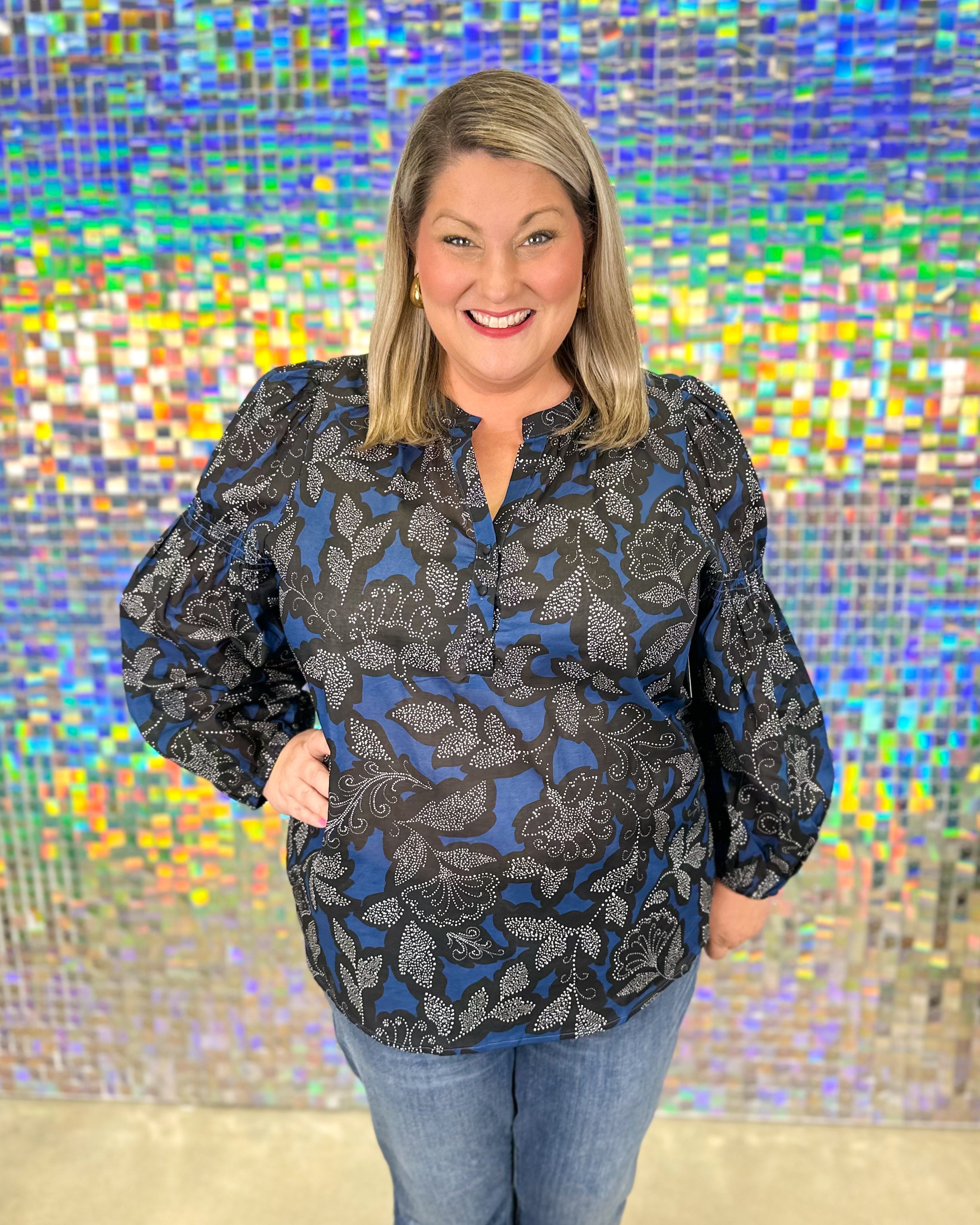 Aurina Top - Navy/Black