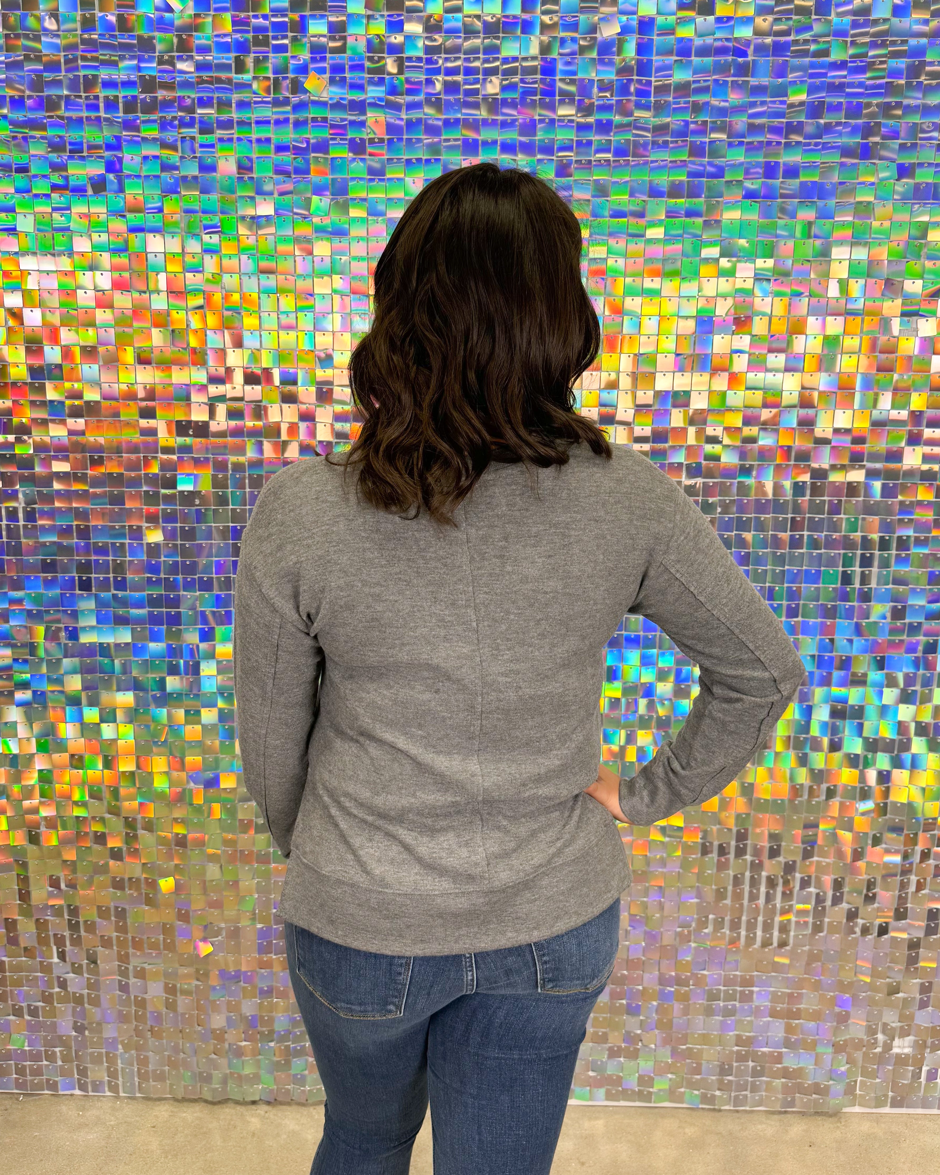 Z Supply Wilder Cloud V-Neck LS Top - Charcoal Heather