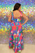 Umgee Pretty Palms Dress - Hot Pink, tie shoulder straps, square neckline, rickrack trim, tiered, maxi dress