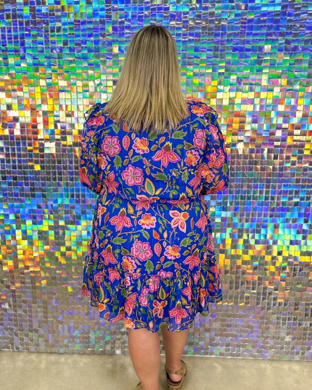 Wendey Floral Chiffon Dress - Blue Multi