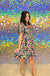 Entro One in a Million Dress - Multi, print, tiered, mini, short sleeve, puff sleeve, v-neck