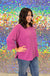 Andree By Unit Miranda Ribbed Top - Magenta, plus size, front pocket, ribbed, round neck, 3/4 sleeve