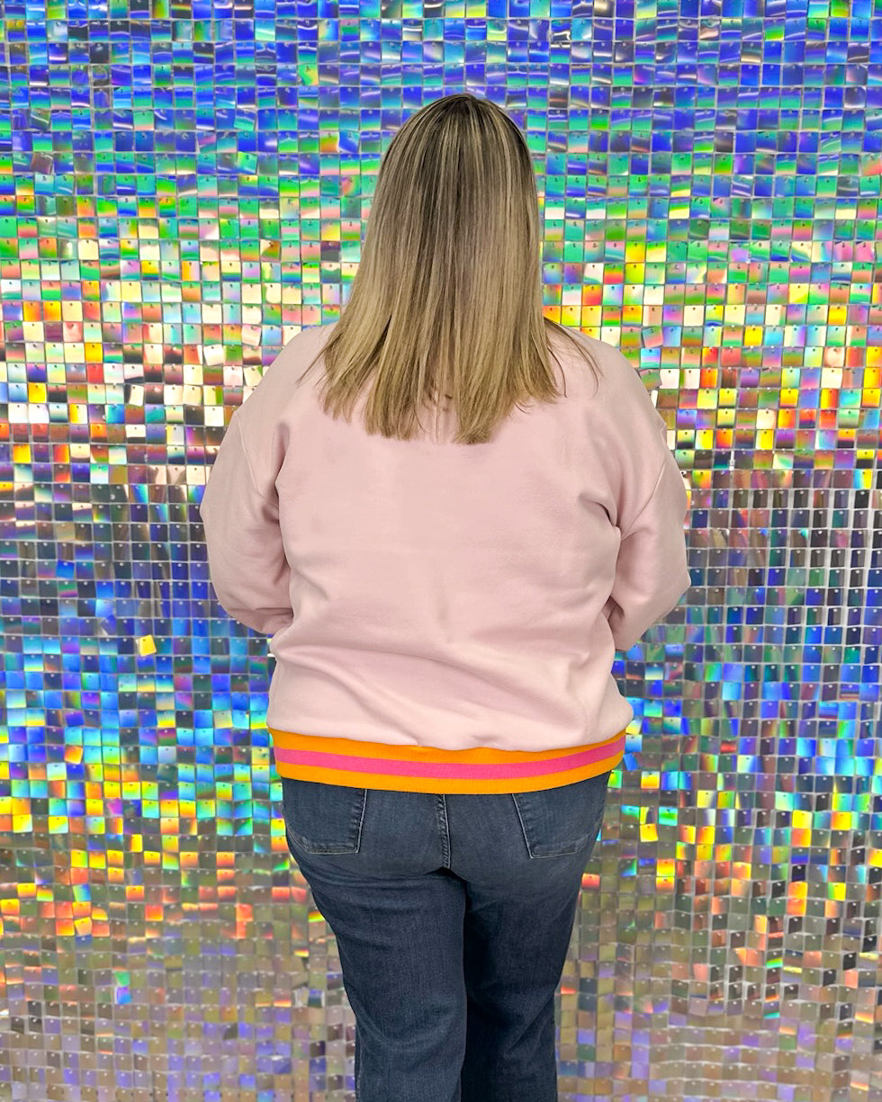 Queen of Sparkles Mahjong Rhinestone Sweatshirt - Orange & Green