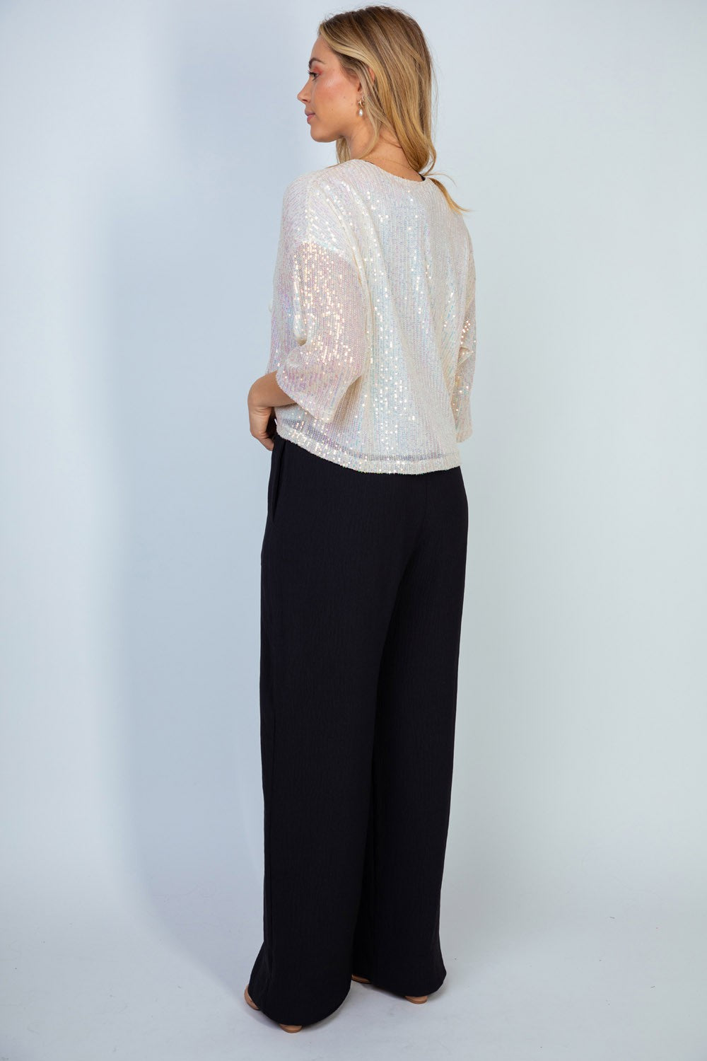Here For The Party Top - Nude sequin, bolero, shrug, plus size