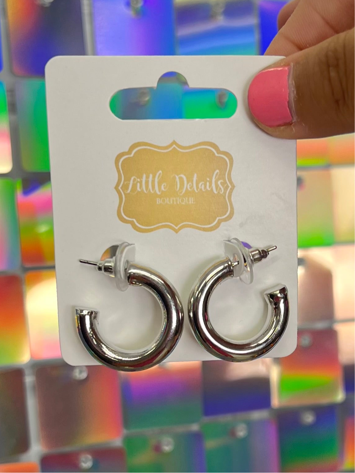 Small Chunky Hoops - Silver