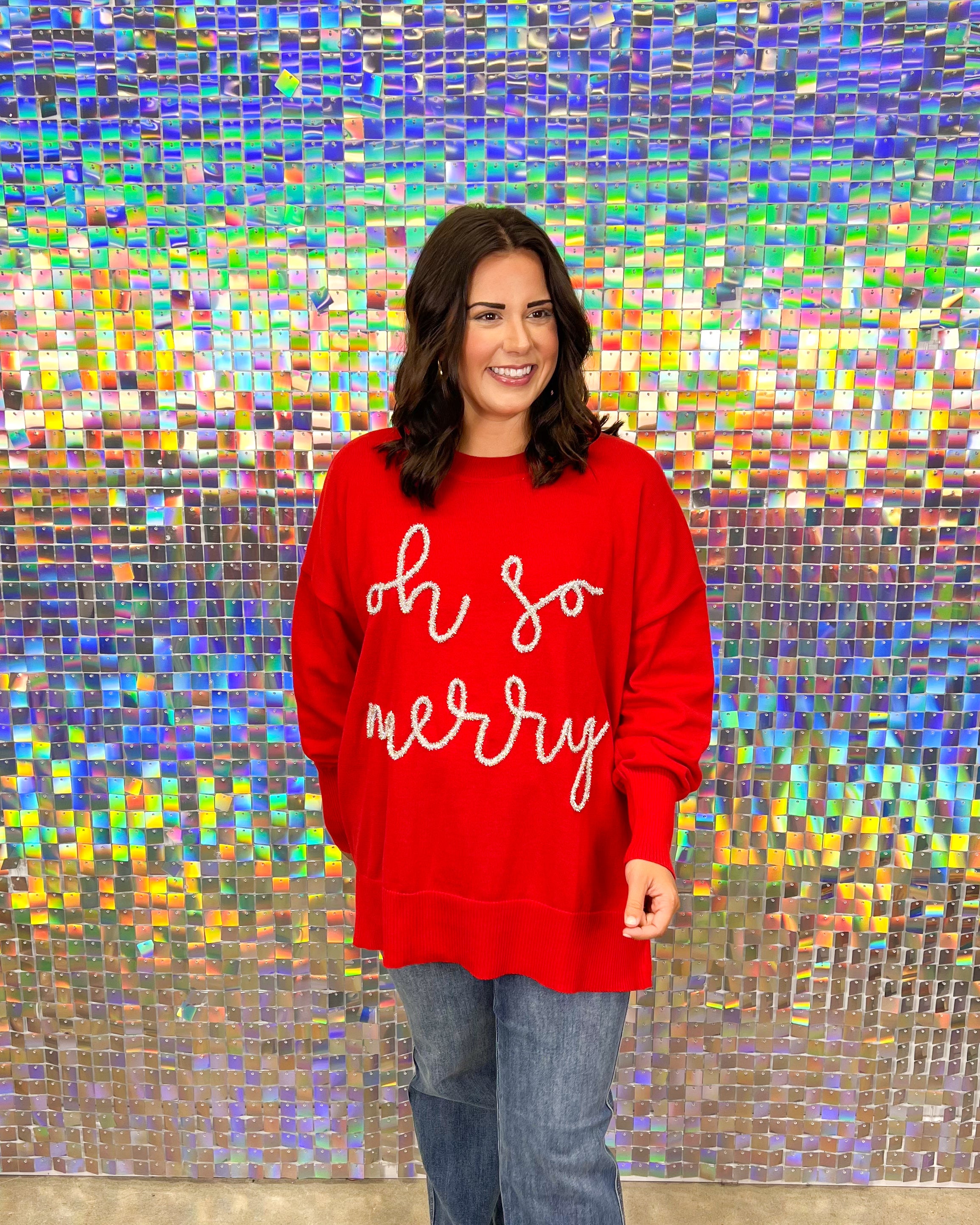 Holiday Sparkle Sweater - Red