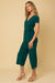 Gilli Easy Breezy Jumpsuit - Hunter Green, short sleeves, v-neck, faux wrap, wide leg, cropped, curvy