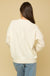 Gilli Cheers Everyday Sweater - White, long sleeve, banded hem, metallic thread "cheers" curvy