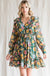 Jodifl Tabitha Dress - Hunter Green, long sleeve, ruffles, v-neck, ruffle hem, floral print 