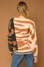 Gilli On To The Wild Side Sweater - Taupe/Charcoal, long sleeve, color block, 2 different animal prints, round neck, plus
