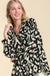 Umgee Going Places Top - Black Mix, satin, two chest pockets, collared, button down, long sleeve, curvy, animal print