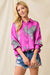 Lovely Melody Hear me Roar Top - Magenta, long sleeve, collared, button down, leopard print, plus