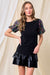Lovely Melody Glitz and Glam Top - Black, short puff sleeves covered in multi color sequins, rounded neck, curvy