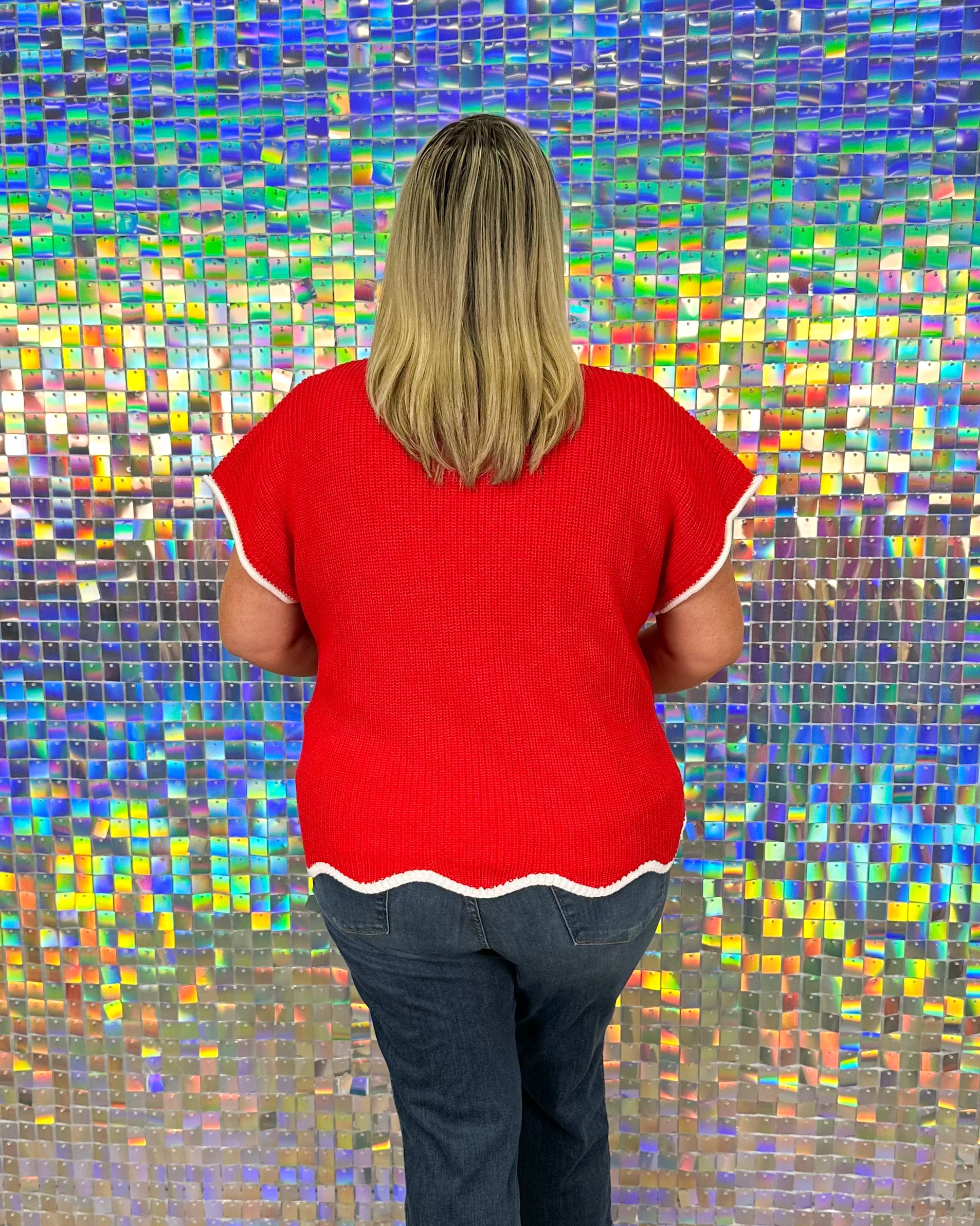 Vanessa Sweater Top - Red