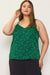 Skies are Blue Laina Top - Spearmint Navy, double strap, v-neck, printed, plus size, adjustable straps 