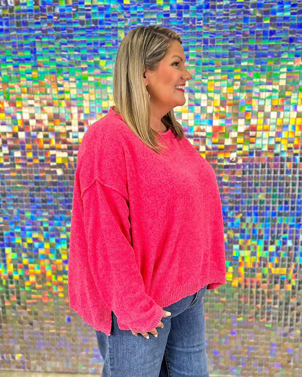 Cozy Sunset Sweater - Hot Pink