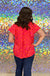 Umgee Nina Top - Orange, v-neck, short sleeve, flutter sleeve, print, plus size
