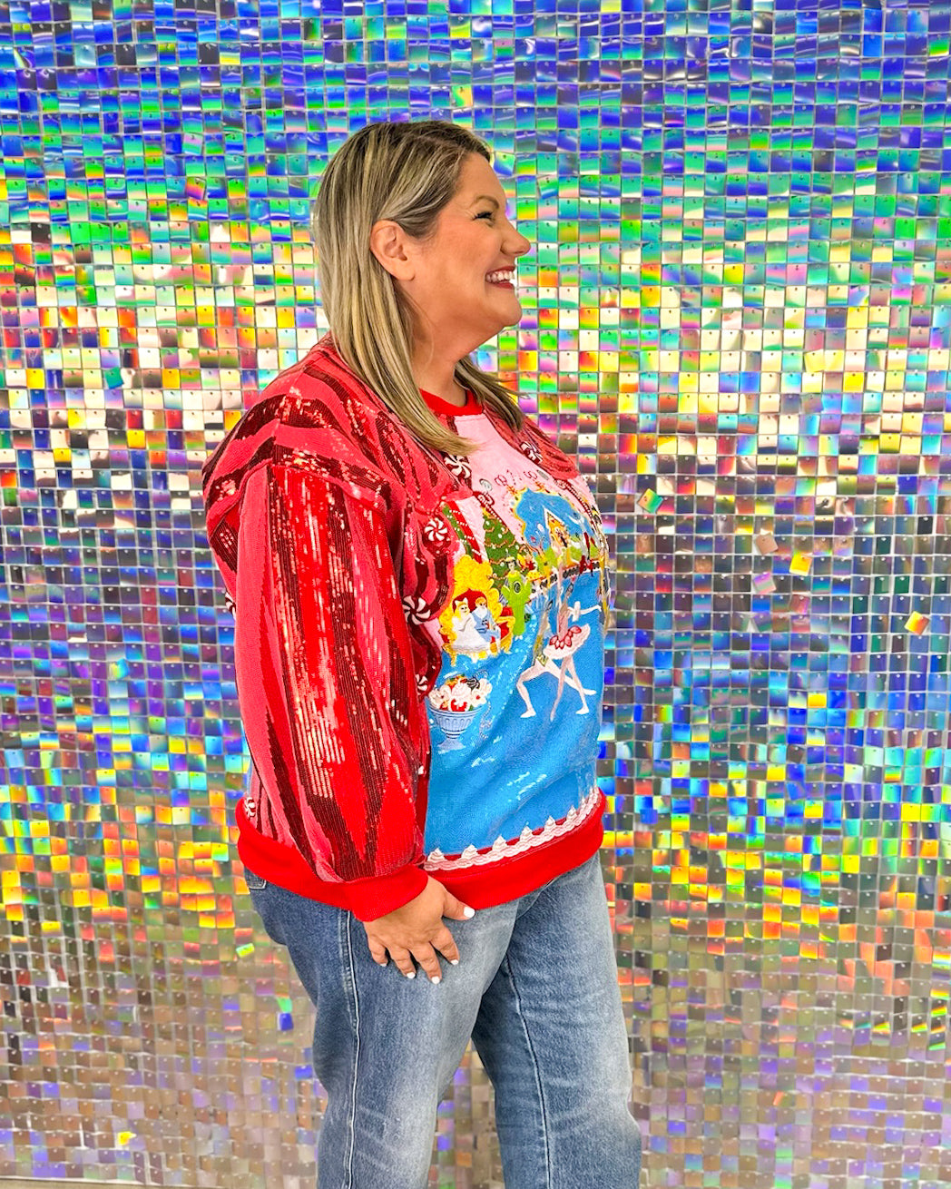 Queen of Sparkles Nutcracker Ballet Sweatshirt - Red/Pink/Blue