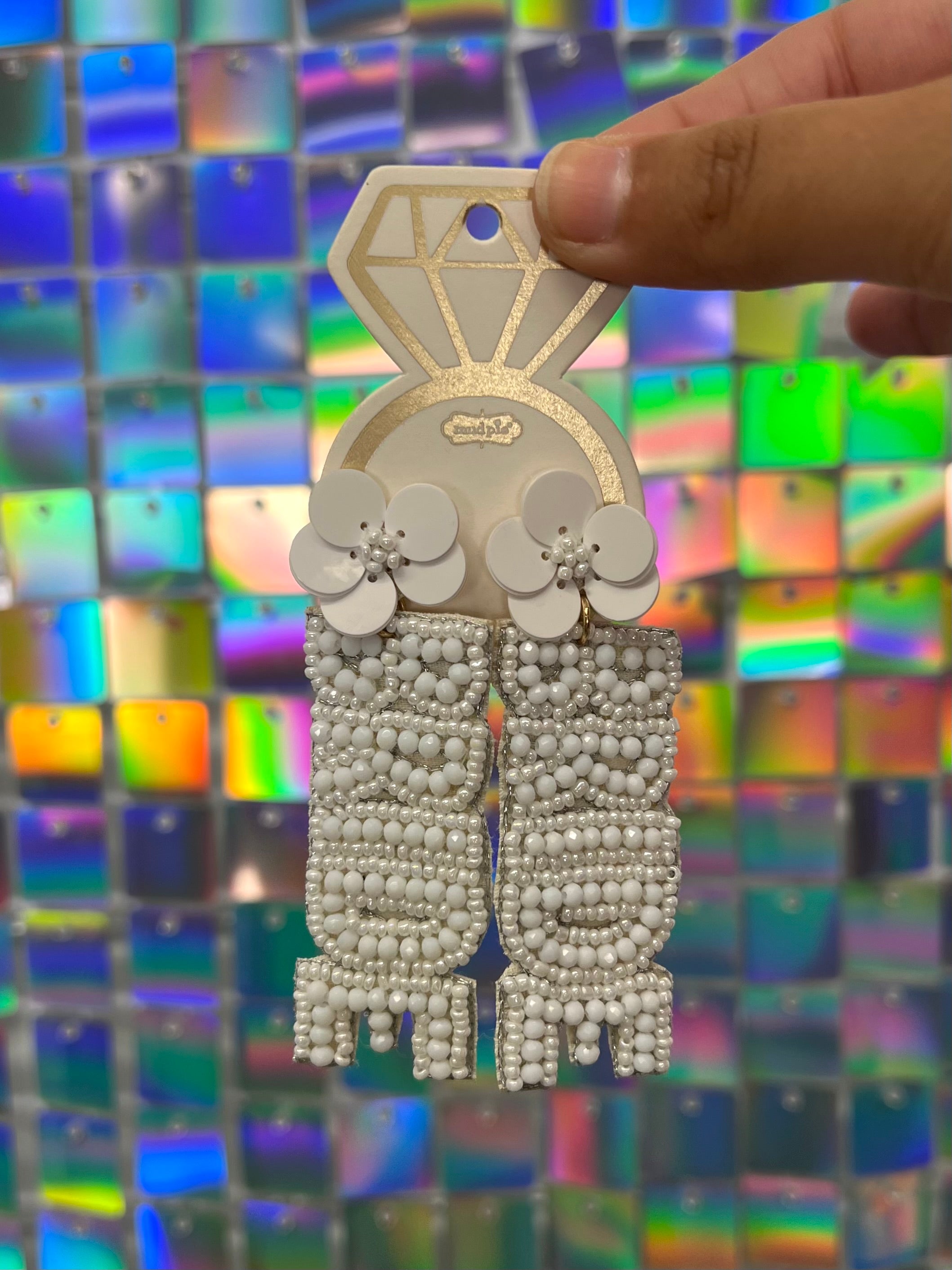 Bride Beaded Earrings - White